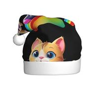 WHJSSF Kitten playing on the rainbow ladder Picture Christmas Hat for Adult Making It a Fun and Durable Gift for Men and Women