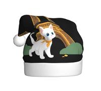 WHJSSF Kitten under the Eiffel Tower Pattern Christmas Hat for Adult quality accessory soft, lightweight, and fluffy