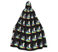 WHJSSF Kitten's rainbow footprints Prints Halloween Adult Hooded Cloak is a super large, comfortable, and durable cloak