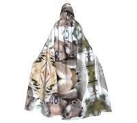WHJSSF Koala Bear Prints Hooded Cloak - Long Halloween Throw, Cozy Costume Layer with Drawstring