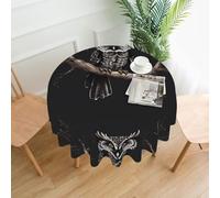 WHJSSF Late Night Owl Prints Round Decorative Table Throw 60 Inch - Waterproof Table Cover for Dining, Coffee Tables, and Outdoor Events