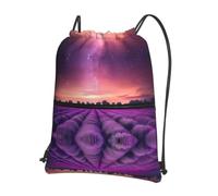 WHJSSF lavender fields Prints Drawstring Zipper Backpack - Lightweight Foldable Gym Bag for Travel, Yoga, Hiking & Everyday Essentials