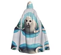WHJSSF Lazy Seal Picture Halloween Adult Hooded Cloak is a super large, comfortable, and durable cloak
