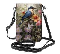 WHJSSF Leather Crossbody Small Cell Phone Purse 7.6x4.9in Swallow In The Flowers Prints For Walking, Camping, Shopping, Travel, And Outdoor Use