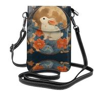 WHJSSF Leather Crossbody Small Cell Phone Purse 7.6x4.9in The Rabbit Behind The Screen Prints For Walking, Camping, Shopping, Travel, And Outdoor Use