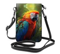 WHJSSF Leather Crossbody Small Cell Phone Purse 7.6x4.9in Tropical Parrot Prints For Walking, Camping, Shopping, Travel, And Outdoor Use