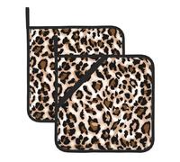 WHJSSF Leopard print Prints Square Pot Holders - Heat Resistant Kitchen Trivets 2-Piece Set with Hanging Loop - Waterproof Layer for Hot Dishes, Oven & Grill Use