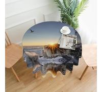 WHJSSF Lighthouse Rocks Seaside Prints Round Decorative Table Throw 60 Inch - Waterproof Table Cover for Dining, Coffee Tables, and Outdoor Events