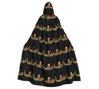 WHJSSF Little Bear Dragon Boat Race Printing Halloween Adult Hooded Cloak for various party and carnival settings