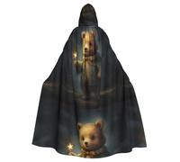 WHJSSF Little Bear Holding A Star Prints Halloween Adult Hooded Cape Cloak For Role-Playing, Stage Costumes, Parties Easy Care