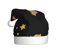 WHJSSF Little Bear Picking Stars Picture Christmas Hat for Adult Soft, lightweight Holiday party use