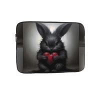 WHJSSF Little Black Rabbit Holding a Heart Prints Portable Laptop Sleeve 12 inch for Business Travel, School, Office, Daily Use