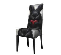 WHJSSF Little black rabbit holding a heart Prints Protection Cover for Dining Chair - Soft, Comfortable, Wrinkle-Resistant Elastic Fits Most Armless Chairs