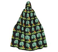 WHJSSF Little boy picking flowers under the tree Printing Halloween Adult Hooded Cloak for various party and carnival settings