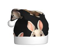 WHJSSF Little bunny holding hands Picture Christmas Hat for Adult Soft, lightweight Holiday party use