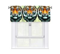 WHJSSF Little fat tiger head Printed curtain with short pole, 54x18in for most standard or decorative curtain rods, for kitchens, bathrooms, laundry rooms