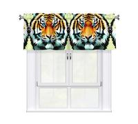 WHJSSF Little Fat Tiger Head Prints Kitchen Window Valance 54x18 - Peach Skin Layer for Soft Light & Easy Style