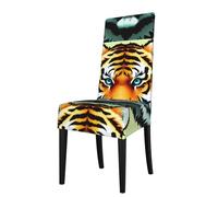 WHJSSF Little fat tiger head Prints Protection Cover for Dining Chair - Soft, Comfortable, Wrinkle-Resistant Elastic Fits Most Armless Chairs