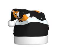 WHJSSF Little fox under the snow Pattern Christmas hat for Adult Suitable for Halloween, Christmas and New Year wear