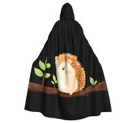 WHJSSF Little hedgehog on a branch Pattern Halloween Adult Hooded Cape Cloak for wear during Halloween, role-playing