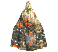 WHJSSF Little hedgehog under the fruit tree Printed Halloween Adult Hooded Cape Large Hooded Cloak with Bow Tie, No Zipper