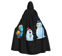 WHJSSF Little Monster Next To The Snowman Prints Halloween Adult Hooded Cape Cloak For Role-Playing, Stage Costumes, Parties Easy Care