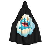 WHJSSF Little Monster On The White Cloud Prints Halloween Adult Hooded Cape Cloak For Role-Playing, Stage Costumes, Parties Easy Care