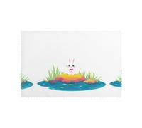 WHJSSF Little rabbit at the bottom of the colorful lake Pattern Placemats for Dining Table Set of 6 Thick and Sturdy Design for Excellent Wear Resistance, Good Wrinkle Resistance