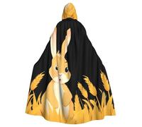WHJSSF Little rabbit in the wheat field Printing Halloween Adult Hooded Cape Cloak - Super Large Hooded Cloak No Zipper