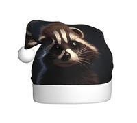 WHJSSF Little Raccoon Face Picture Christmas Hat for Adult Making It a Fun and Durable Gift for Men and Women