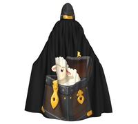 WHJSSF Little Sheep In The Treasure Box Prints Halloween Adult Hooded Cape Cloak - Super Large Hooded Cloak No Zipper