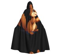 WHJSSF Little squirrel holding a baguette Pattern Halloween Adult Hooded Cape Cloak with Bow Tie for Costume Parties, Cosplay