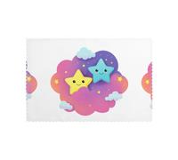 WHJSSF Little star on the colorful cloud Pattern Placemats for Dining Table Set of 6 Thick and Sturdy Design for Excellent Wear Resistance, Good Wrinkle Resistance