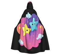WHJSSF Little Star On The Colorful Cloud Prints Halloween Adult Hooded Cape Cloak For Role-Playing, Stage Costumes, Parties Easy Care