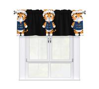 WHJSSF Little tiger wearing a nightcap Prints curtain with short pole, 54x18in for most standard or decorative curtain rods, for kitchens, bathrooms, laundry rooms