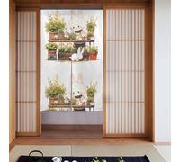 WHJSSF Little white rabbit holding a flower pot Printed Door curtain partition splicing privacy protection suitable for kitchen, bathroom, room 34x56in