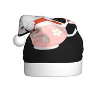 WHJSSF Little white rabbit in the teacup Printing Men's and women's plush Christmas hats, adult New Year's holiday party caps