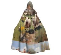 WHJSSF Lots of cute cows Printing Halloween Adult Hooded Cape Cloak - Super Large Hooded Cloak No Zipper