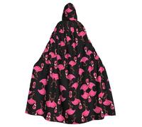 WHJSSF Lovely Pink Flamingos Prints Hooded Cloak - Long Dramatic Throw for Costume Play