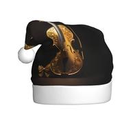 WHJSSF Luxurious Gold tones,Butterfly and cello Pattern Christmas Hat for Adult quality accessory soft, lightweight, and fluffy