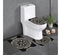 WHJSSF Magical Design Norse Runes Compass Prints 3 Piece Bathroom Rugs Set 24x16in | Plush Throw Mats for Comfort & Style - Non-Slip Floor Covers