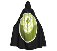 WHJSSF Matcha Latte Art Pattern Halloween Adult Hooded Cape Cloak for wear during Halloween, role-playing