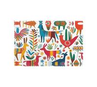 WHJSSF Mexican Otomi Animals Pattern Placemats for Dining Table Set of 6 for Hotels, Homes, and Banquets as Decorative Table Decorations, Beautiful durable