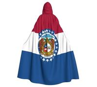 WHJSSF Missouri State Flag Prints Halloween Adult Hooded Cape Cloak For Role-Playing, Stage Costumes, Parties Easy Care
