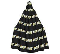 WHJSSF Money and colorful flowers Printing Halloween Adult Hooded Cloak for various party and carnival settings