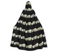 WHJSSF Money ribbon chart Printing Halloween Adult Hooded Cloak for various party and carnival settings