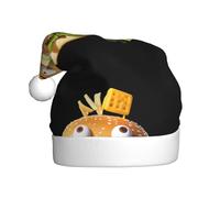 WHJSSF Monster Burger Picture Christmas Hat for Adult Soft and Fluffy Brim, Lightweight Comfort