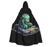 WHJSSF Monster On The Stone Pier Prints Halloween Adult Hooded Cape Cloak For Role-Playing, Stage Costumes, Parties Easy Care