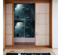 WHJSSF Monster Under The Sea Printed Door curtain partition splicing privacy protection suitable for kitchen, bathroom, room 34x56in