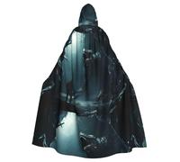 WHJSSF Monster Under The Sea Prints Halloween Adult Hooded Cape Cloak For Role-Playing, Stage Costumes, Parties Easy Care